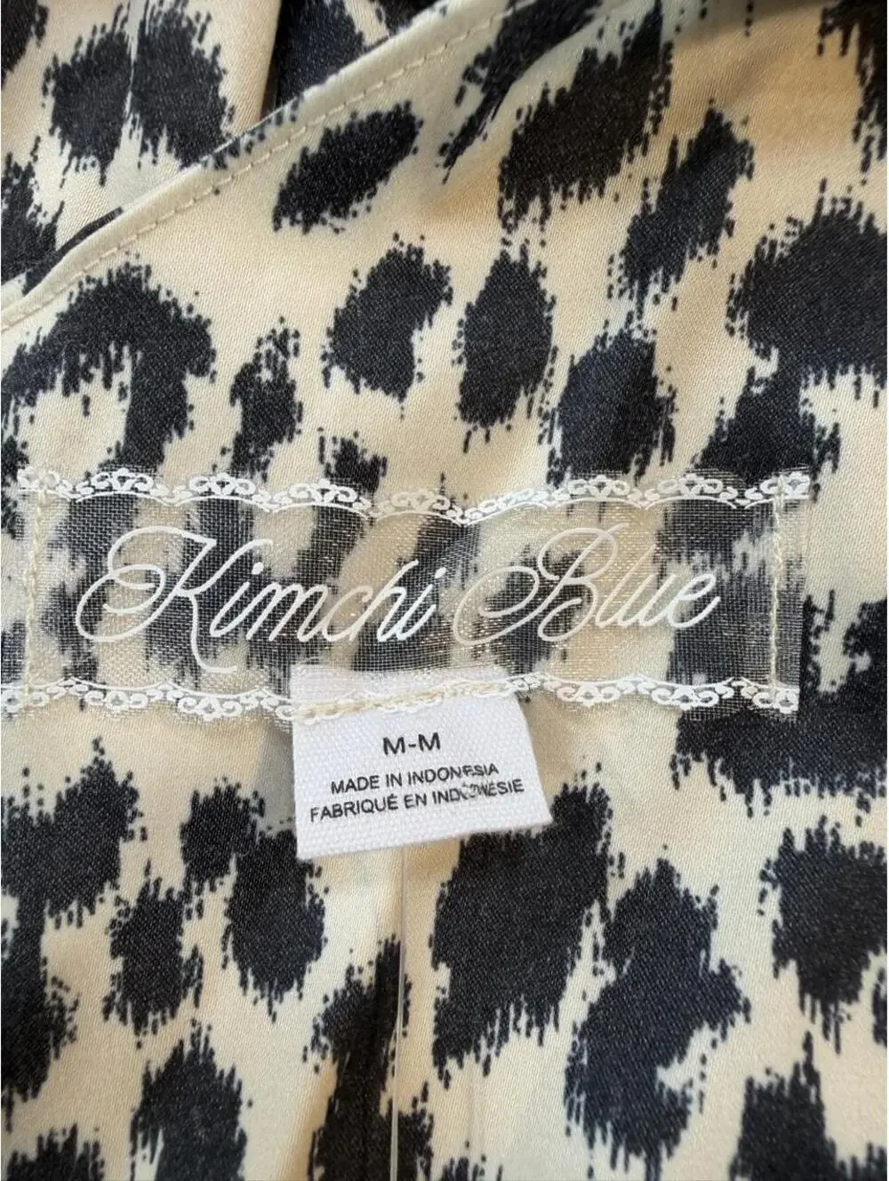 NWT Kimchi Blue Leopard Print Dress with Lace Trim and Button Detail